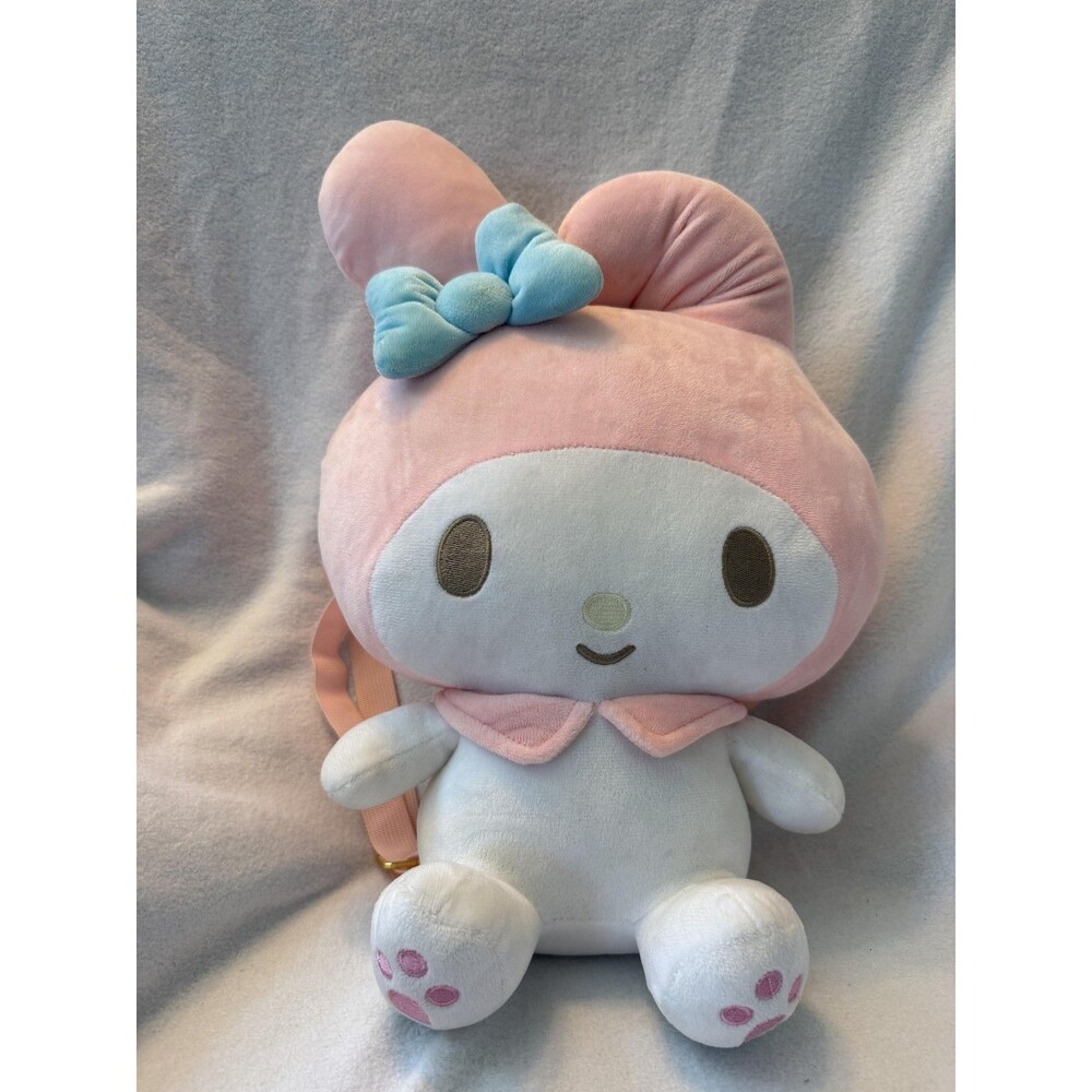 Sanrio My Melody Backpack Girls Small Pink Plush Velour Bow Adjustable Straps